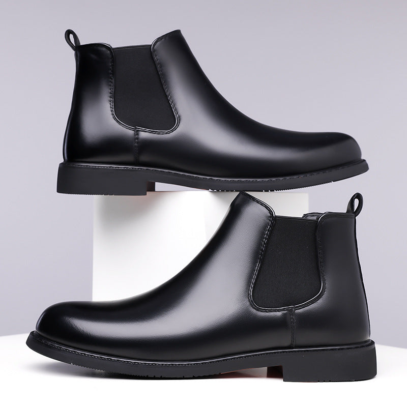 Men's Retro PU Leather Chelsea Boots | Waterproof Slip-On Ankle Boot for Outdoor Wear