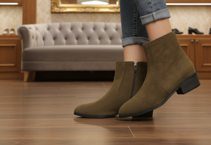 Suede Dr Martens Chunky Heel Short Women's Boots
