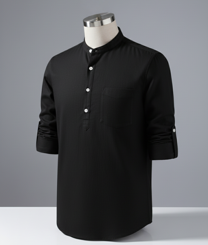 Enlision Men's Linen Solid Henley Shirts Casual Long Sleeve Summer Mao Classic Beach Shirt