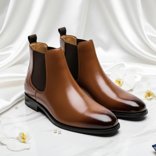 Men's Leather Chelsea Boots | Classic Slip-On Ankle Dress Boot for Formal & Casual Wear