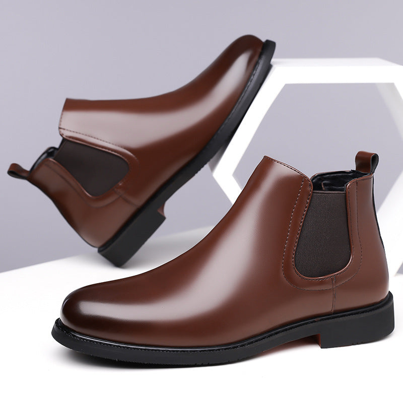 Men's Retro PU Leather Chelsea Boots | Waterproof Slip-On Ankle Boot for Outdoor Wear