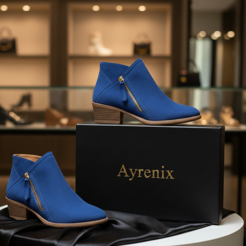 Women's Suede pointed thick heel boots