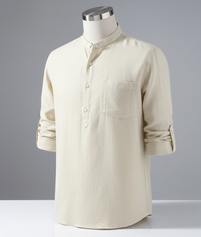 Enlision Men's Linen Solid Henley Shirts Casual Long Sleeve Summer Mao Classic Beach Shirt