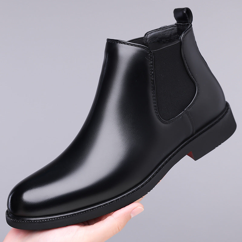 Men's Retro PU Leather Chelsea Boots | Waterproof Slip-On Ankle Boot for Outdoor Wear