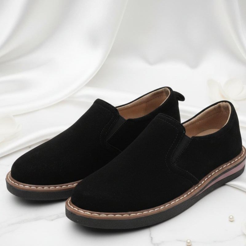 British Style Leather Shoes Women's Flat Bottom Pumps One Pedal Loafer