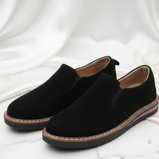 British Style Leather Shoes Women's Flat Bottom Pumps One Pedal Loafer