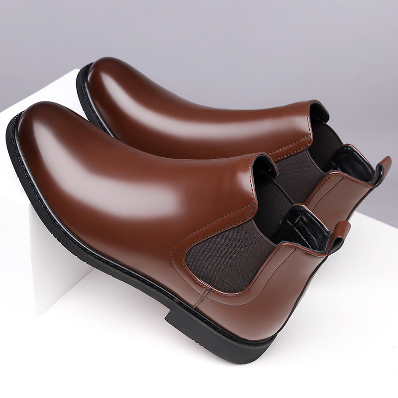 Men's Retro PU Leather Chelsea Boots | Waterproof Slip-On Ankle Boot for Outdoor Wear