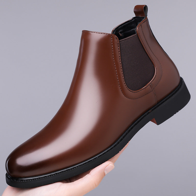 Men's Retro PU Leather Chelsea Boots | Waterproof Slip-On Ankle Boot for Outdoor Wear