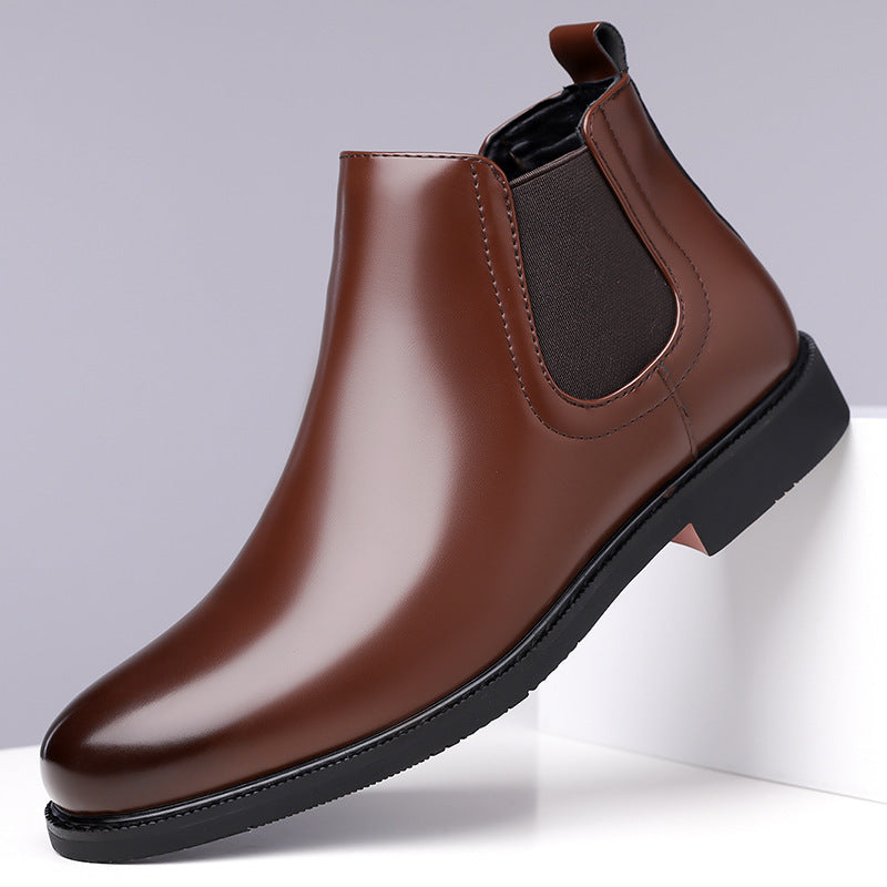 Men's Retro PU Leather Chelsea Boots | Waterproof Slip-On Ankle Boot for Outdoor Wear