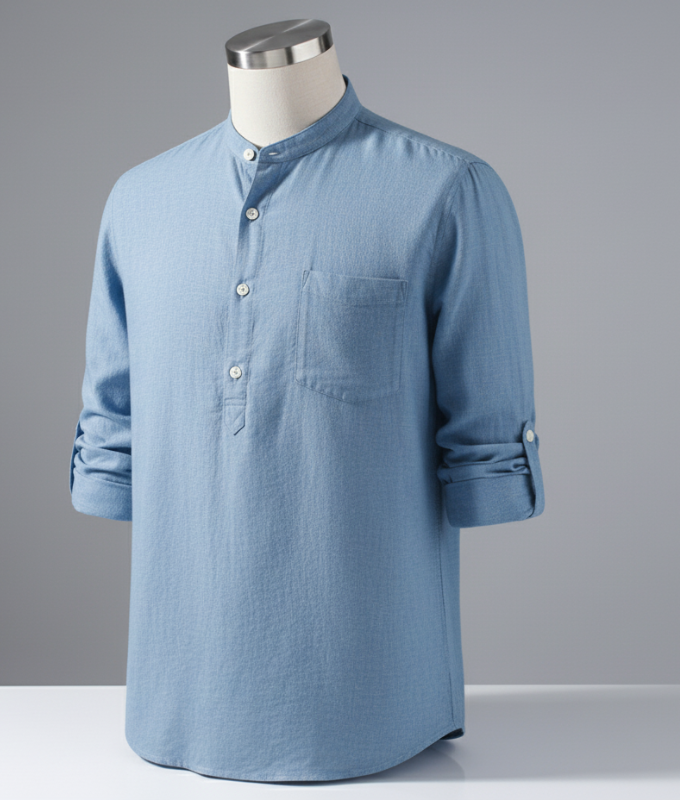Enlision Men's Linen Solid Henley Shirts Casual Long Sleeve Summer Mao Classic Beach Shirt