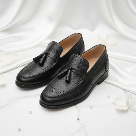 Men's Loafer Tassel Slip-on Business Casual Round Toe Leather Shoes