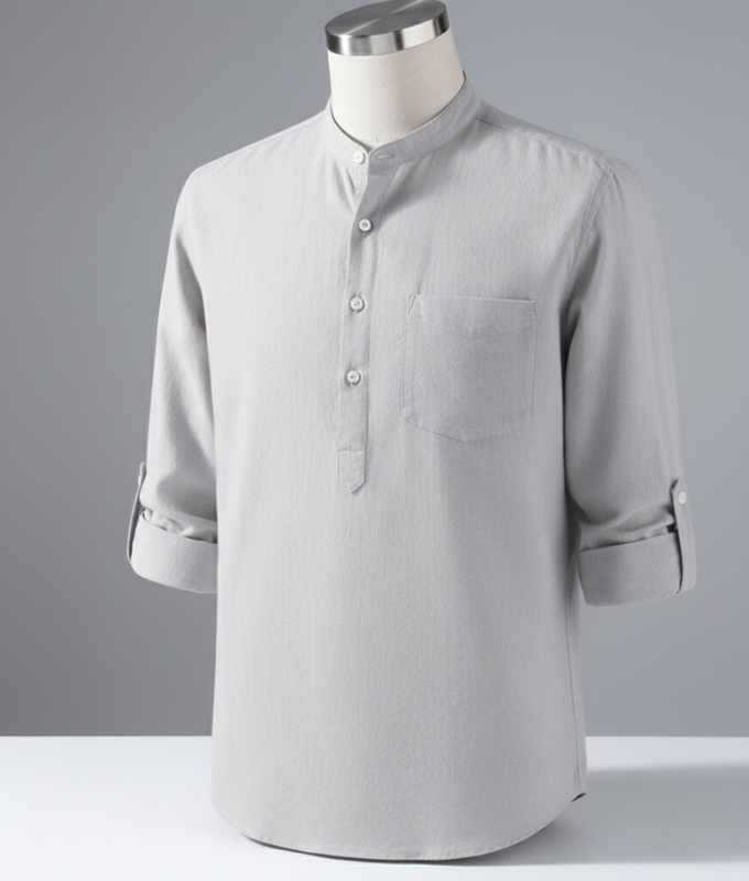 Enlision Men's Linen Solid Henley Shirts Casual Long Sleeve Summer Mao Classic Beach Shirt