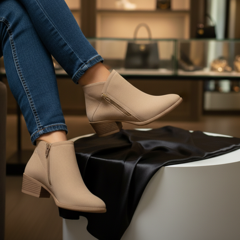 Women's Suede pointed thick heel boots