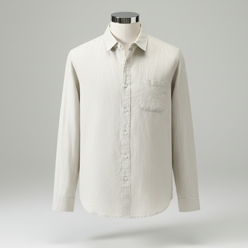 Linen Shirt Men's Long Sleeve Loose Thin Casual
