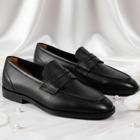 British Vintage Litchi Grain Cowhide Men's Loafer