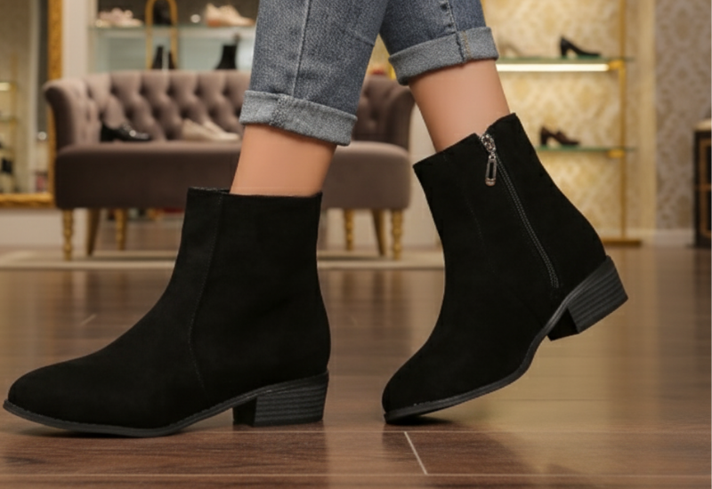 Suede Dr Martens Chunky Heel Short Women's Boots