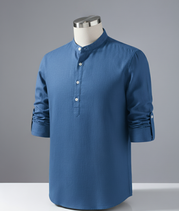 Enlision Men's Linen Solid Henley Shirts Casual Long Sleeve Summer Mao Classic Beach Shirt