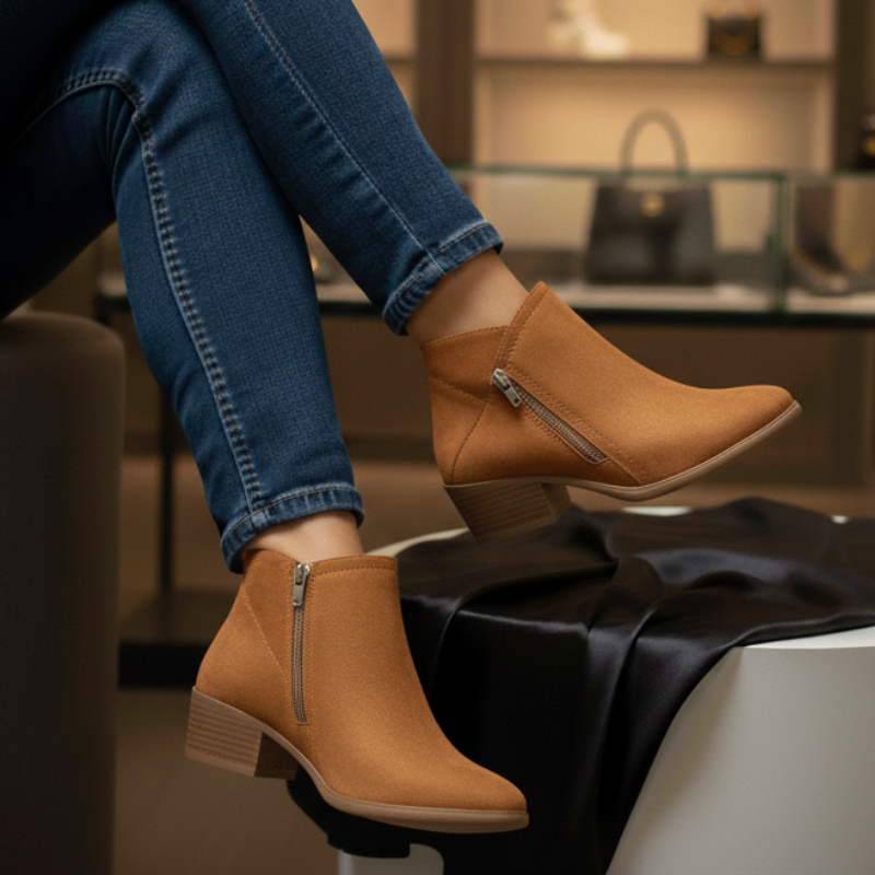 Women's Suede pointed thick heel boots