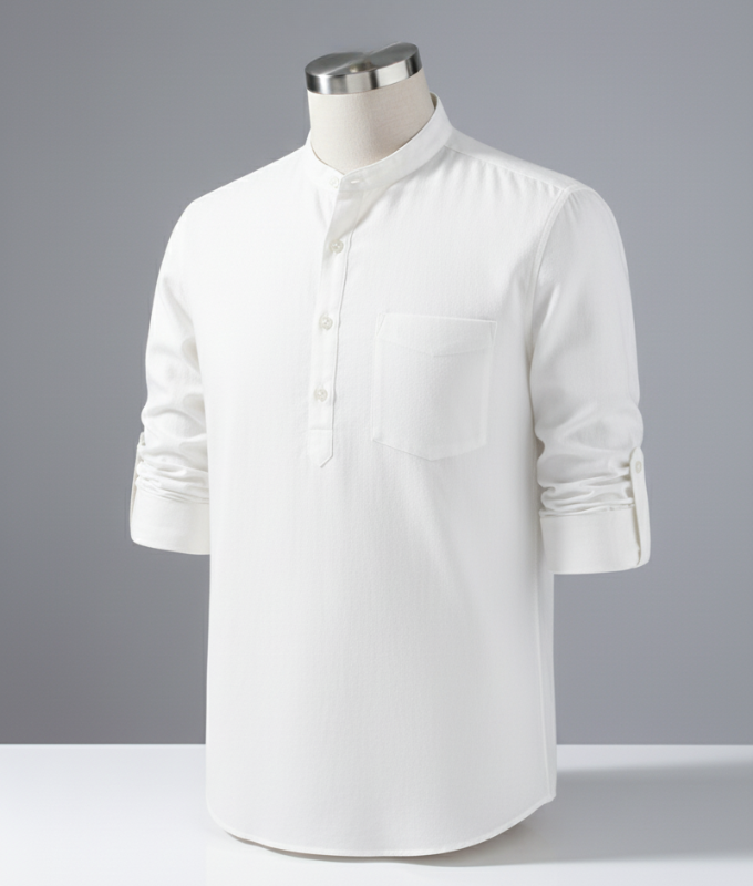 Enlision Men's Linen Solid Henley Shirts Casual Long Sleeve Summer Mao Classic Beach Shirt