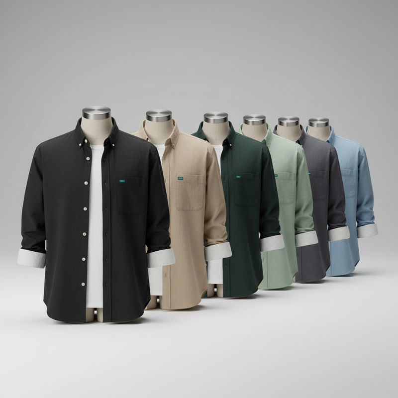 Men's Cotton Twill Overshirt - Minimalist Workshirt Jacket, Long Sleeve Button Down