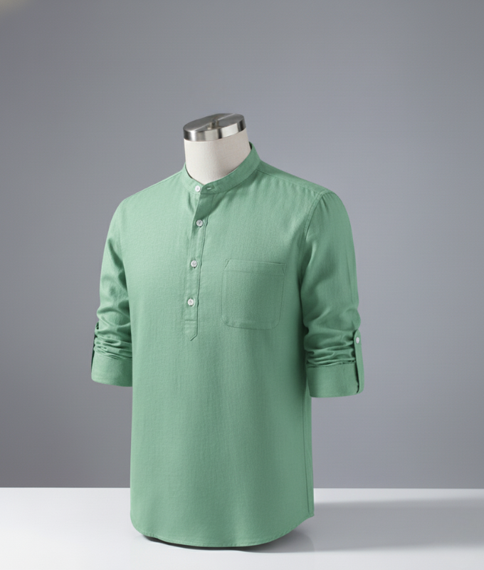 Enlision Men's Linen Solid Henley Shirts Casual Long Sleeve Summer Mao Classic Beach Shirt