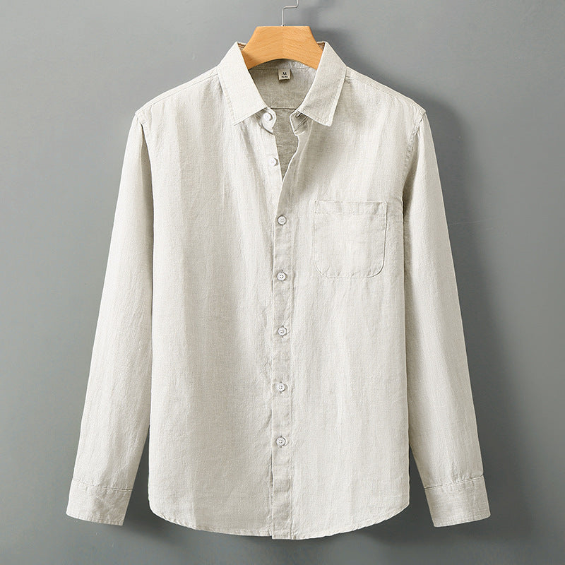 Summer New Casual Linen Shirt Men's Loose Standing Collar