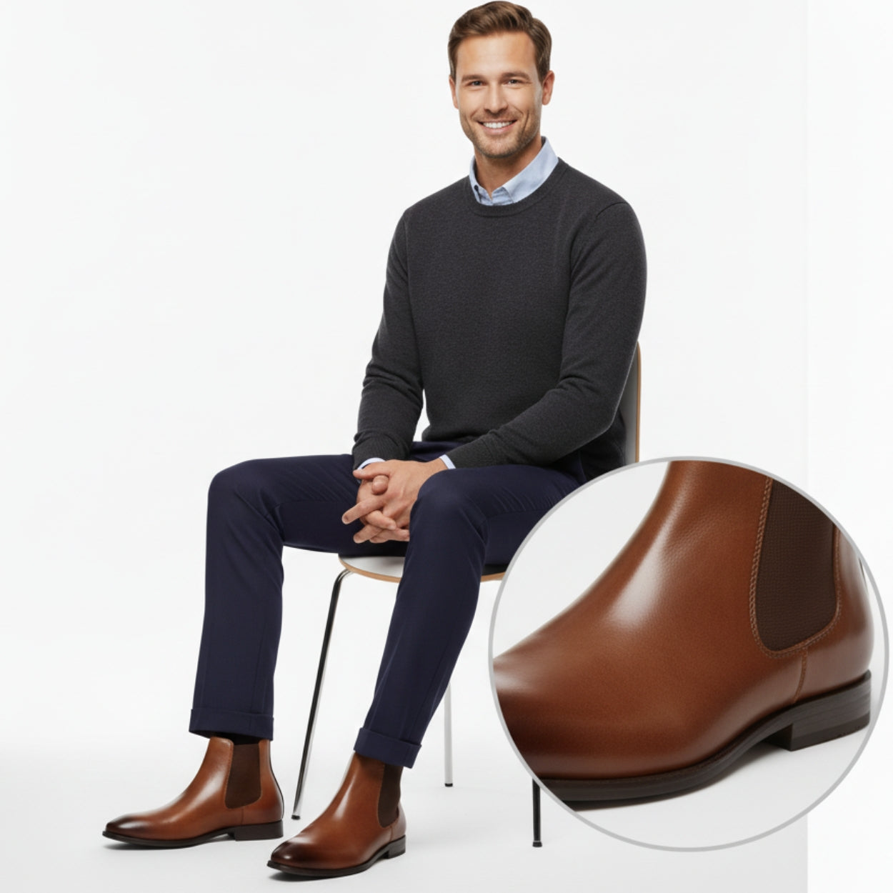 Men's Retro PU Leather Chelsea Boots | Waterproof Slip-On Ankle Boot for Outdoor Wear