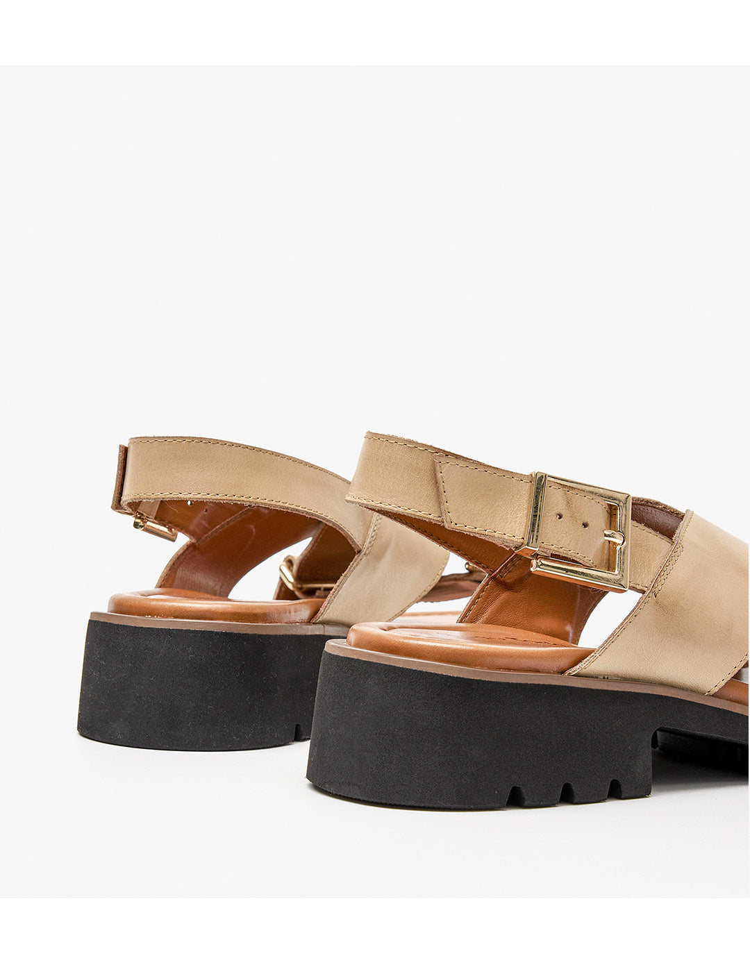 Women's Chunky Heel Retro Cross Strap Sandals