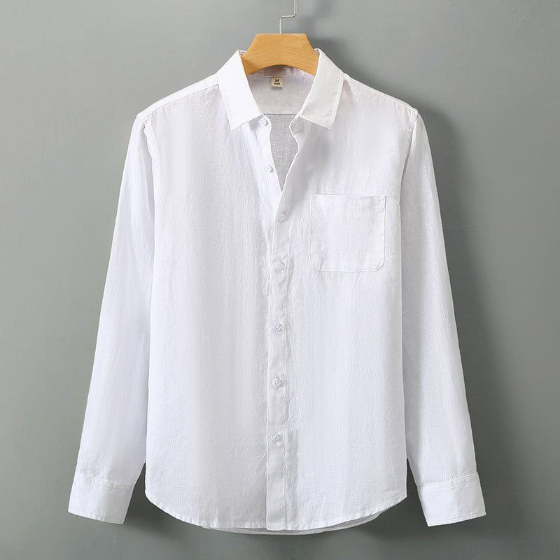 Summer New Casual Linen Shirt Men's Loose Standing Collar
