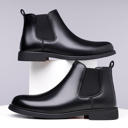 Men's Retro PU Leather Chelsea Boots | Waterproof Slip-On Ankle Boot for Outdoor Wear