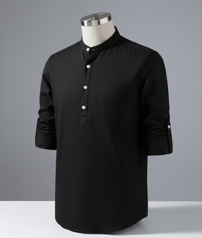 Enlision Men's Linen Solid Henley Shirts Casual Long Sleeve Summer Mao Classic Beach Shirt