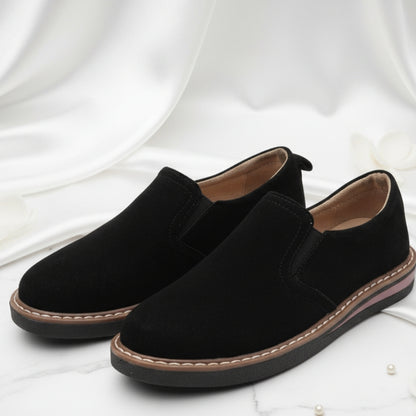 British Style Leather Shoes Women's Flat Bottom Pumps One Pedal Loafer