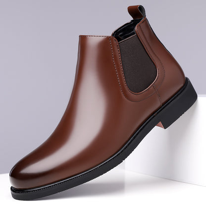 Men's Retro PU Leather Chelsea Boots | Waterproof Slip-On Ankle Boot for Outdoor Wear