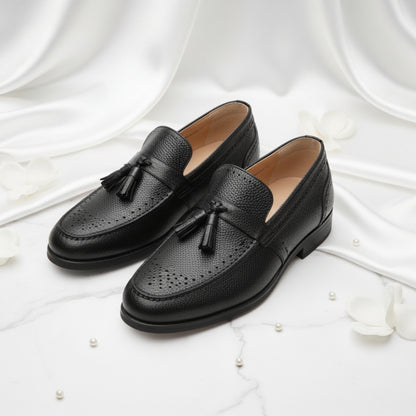 Men's Loafer Tassel Slip-on Business Casual Round Toe Leather Shoes