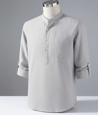 Enlision Men's Linen Solid Henley Shirts Casual Long Sleeve Summer Mao Classic Beach Shirt