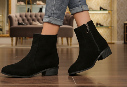 Suede Dr Martens Chunky Heel Short Women's Boots