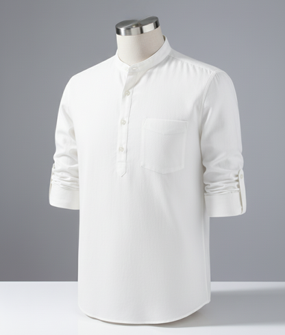 Enlision Men's Linen Solid Henley Shirts Casual Long Sleeve Summer Mao Classic Beach Shirt