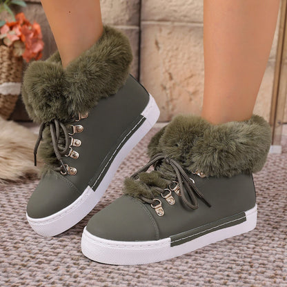 Women's Large Plush Thickened Martin Boots