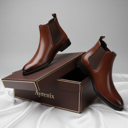 Men's Retro PU Leather Chelsea Boots | Waterproof Slip-On Ankle Boot for Outdoor Wear