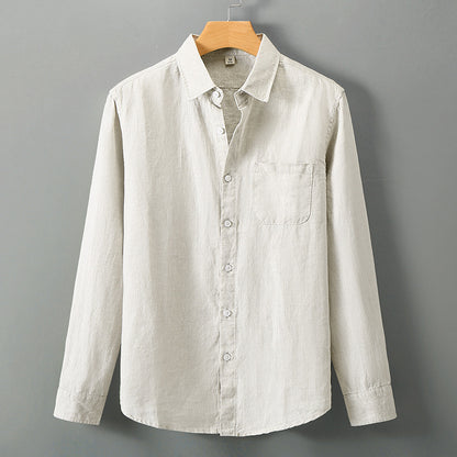 Summer New Casual Linen Shirt Men's Loose Standing Collar