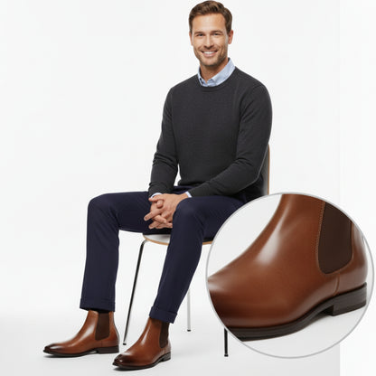 Men's Retro PU Leather Chelsea Boots | Waterproof Slip-On Ankle Boot for Outdoor Wear